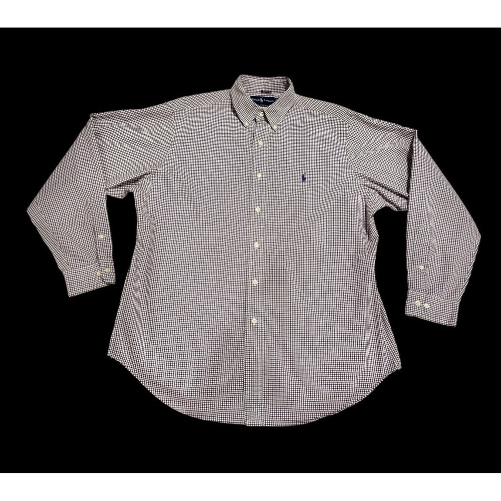 Ralph Lauren Polo Shirt Men's 16 1/2 34/35 Purple Pony Classic Fit‎ Button Up